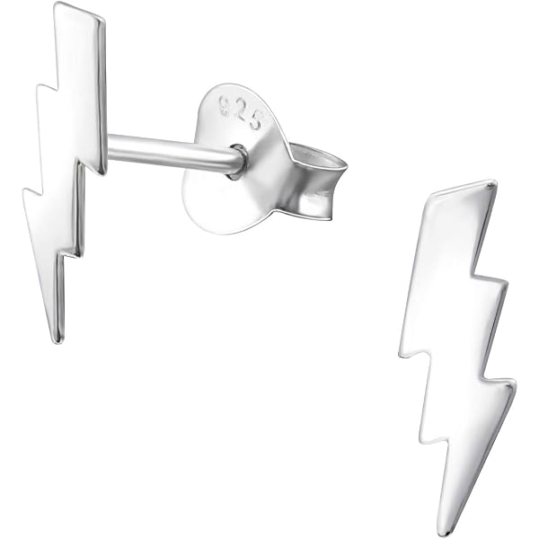 ENTREPLATA Orecchini in argento sterling 925 con chiusura a pressione a forma di fulmine
