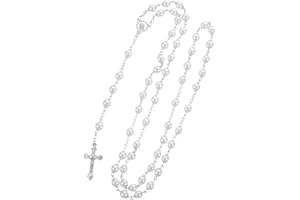 DWFEYOI Rosario per comunione con croce retrò, Rosario cattolico, elegante croce. battesimo, comunione, matrimonio, comunione, festa