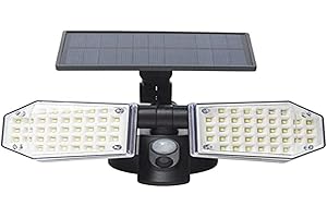WERKA PRO - 11336 PROjecteur Solaire 2 Têtes Réglables | Éclairage Extérieur 78 LED 300lm-Détecteur de Mouvement 360 degrés-7cm x 17cm x 10 cm, Noir