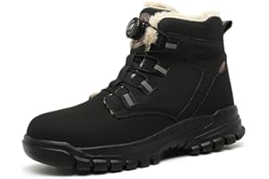 AOACOEBN Winter Sicherheitsschuhe Herren Arbeitsschuhe Damen leicht mit Drehknopf rutschfest Stahlkappenschuhe Wasserdicht Sicherheitsstiefel Warm Gefüttert Schutzschuhe