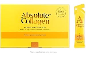 Absolute Collagen Marine Liquid Collagen Supplement for Women | New Mango & Mandarin Flavour, Supports Hair, Nail & Skin Health, 8000mg of Hydrolysed Collagen per Sachet, Vitamin C | 14 Sachets
