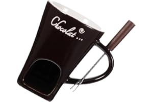 Fenteer Tazza per Fonduta con Forchetta, 130ML, Scalda Latte per Fonduta di Cioccolato, Mini Bruciatore Resistente al Aalore, Pentola Calda per Sciogli Cioccolato, Formaggio, Caramelle, Burro, Marrone