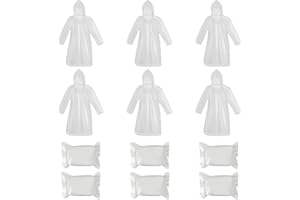 UptVin 6 wodoodpornych jednorazowych ponczo przeciwdeszczowych dla dorosłych, wodoodporne, ponczo przeciwdeszczowe z kapturem i rękawami, wodoszczelne, na kemping, czas wolny, wędrówki, białe, kolor, M