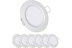 Acegoo 12V LED Reflektory sufitowe do zabudowy punktowe, downnlight, punktowe sufitowe, wpuszczana lampa sufitowa 2.5 W, dla Camper Van Cabin Truck Motorhome Żaglówka Pod Szafką Kuchnia Łazienka Srebrny 3000K, 6 sztuk