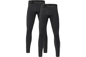 Roadbox 1er/2er Pack Kompressionshose Jungen, Sport Leggings Lang, Atmungsaktiv, Schnell Trocknend für Fußball & Laufen