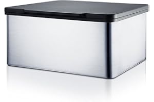 ‎BLOMUS blomus -MENOTO- Feuchttücherbox aus mattiertem Edelstahl, mit praktischem Kunststoffeinsatz, exklusive Optik, modernes Badaccessoire, hochwertig (H / B / T: 7 x 14,9 x 13,2 cm, Edelstahl, 68821)