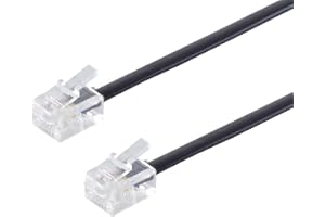 1aTTack.de 1x 3,0 m - Cavo telefonico RJ11 6/4 spina a RJ11 6/4 cavo piatto spina Western a 4 fili nero