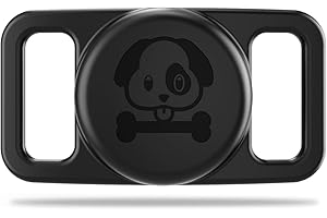 SUBORAWOS AirTag Hundehalsband Halter, Apple Airtag Katzenhalsband-Halter, Silikon Airtag-Halter für Hunde Katzenhalsband, IP68 wasserdichte Anti-Verlust AirTag Hülle (Schwarz)