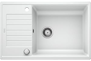 BLANCO ZIA XL 6 S Compact – Évier de Cuisine Rectangulaire en Granit pour Meubles Bas de 60 cm de Large – avec Cuve XL et Égouttoir Raccourci – SILGRANIT – Blanc – 523267