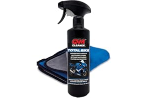 QM Cleaner - Total Bike Detergente multisuperficie per moto | Kit lavaggio a secco per Moto e Bici - Include una microfibre - Senza cere né silicone