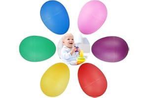 Chudian 24pcs Huevos de Maracas，Juego de Shaker de Huevo Huevos de Pascua de Plástico Maracas de Huevo para Niños Bebes Huevo para Educación Musical Temprana (6 Colores)