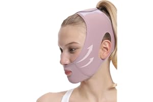 QOMJUFA Facial Strap, Kinnband,V shape face lift für schlaffe Gesichtshaut,Jederzeit einsetzbar,Lila