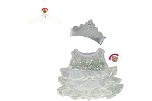 Build Your Bears Wardrobe Teddy Bear Clothes fits Build a Bear Teddies Frilly Dress, Crown (white)