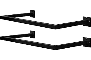 eSituro 2er Set Kleiderstange Wand Rechteck, Garderobenstange Wandmontage, aus Industrierohr, platzsparend, für Flur Küche Wohnzimmer Badezimmer, 50 kg belastbar, 64x6,5x30 cm, Schwarz