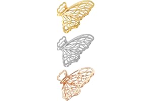 Nifocc - Pinzas para el pelo (3 unidades), diseño de mariposas, color oro rosa y plateado