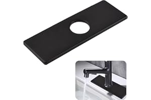 UFURMATE Plaque de robinet, plaque de couvercle de trou en acier inoxydable noir pour robinet de cuisine, plaque de couvercle rectangulaire pour robinet d'évier de salle de bain cuisine (25,3 x 6 cm)