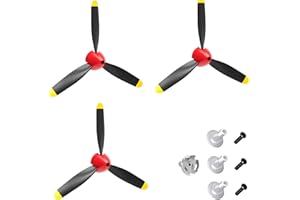 FLYCOLOR 3 Sets Rc Plane 3-Blade Red Propeller with Propeller Savers and one Adapters for VOLANTEXRC 761-11 761-12 761-13 P40 BF109 Airplane