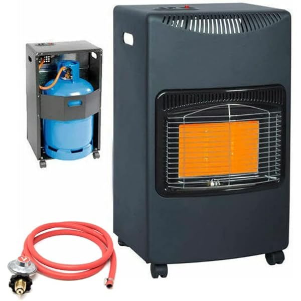 Portable Calor Gas Heater 4.2kw - Indoor u0026 Outdoor Room Heater, 3 Heating  Settings | For Home, Camping, Office, Garage u0026 Workshop - Free Standing  Butane Cabinet Heater With Wheels, Regulator u0026