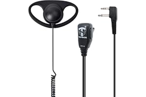 TechSide Auricular envolvente forma D micrófono PTT de 2 pines Midland | Para radio transceptores | Compatible con G7 Pro G8 G9 Pro M24 Plus M48 M99 G6 XT G7 XTR | Reloj de seguridad TV Disparos