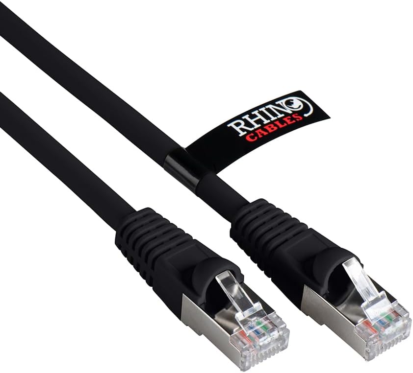 rhinocables CAT 6a Ethernet Cable | 10Gbps S/FT High-Speed & Large Bandwidth Data Transfer | Reliable LAN Network RJ45 Cable | Wi-Fi Broadband Cable for Seamless Gaming & Streaming (2m, Black)