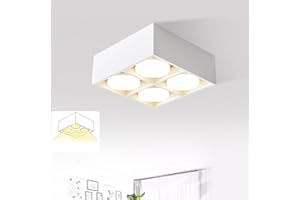ZMH Focos de techo LED empotrados - Lámpara de techo blanca con 4 luces giratorias, moderna, cuadrada, incluye luz cálida GX53 de 20W para sala de estar, comedor, oficina, cocina, pasillo