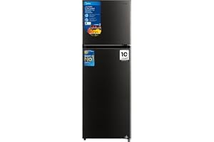 Midea 390L Gross & 262L Net Double Door Refrigerator With Multi-Air Flow Technology, No Frost, Equipped With Smart Sensor, Inverter Quattro, Smart Cooling, Jazz Black MDRT390MTE28AE