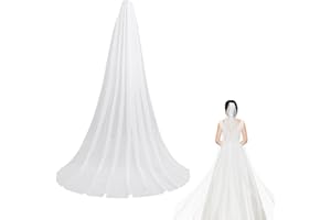 Telooco Voile de Mariage Une Couche Long en Tulle Cathédrale de Mariée avec Peigne Voile Blanc doux Adapté aux Accessoires de Cheveux de Mariage (300 cm)