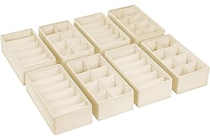 Homsorout Schubladen Organizer Kleiderschrank Organizer - 8 Stück Schrank Organizer Stoff Unterwäsche Organizer, 30 x 15 x 9 cm für Pax Organizer, Baby Kleidung, Socken, Beige