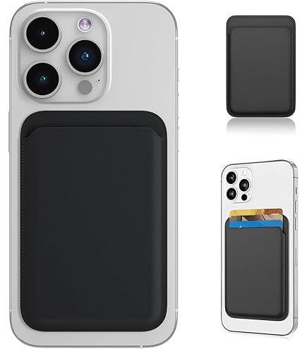 LYQNIHOB 1 x magnetische iPhone-portemonnee, PU-kaarthouder, met kaarthouder en RFID-systeem, ontworpen van veganistisch PU-leer, voor het vasthouden