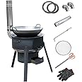 Camping Wood Burning Stove Iron Portable Wood Stove, Camping Log Burner Detachable Shed Wood Burning Stove, Firewood Stove Camping With Two Furnace Rings For Grill, Picnic, Hunting