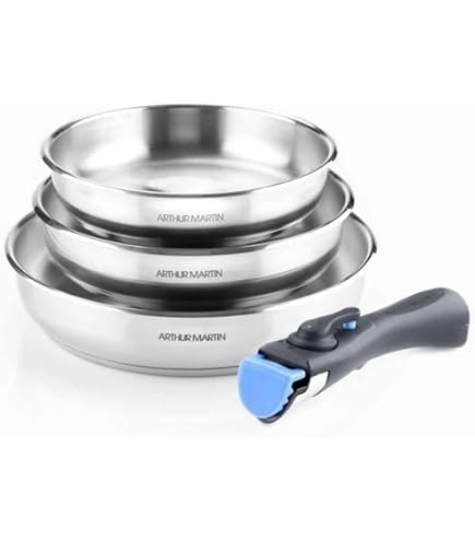 Batterie de cuisine induction Arthur Martin AM5538 Acier ydable 8 pieces Poignée amo - Casserole