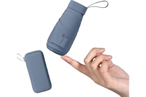 Mayoii Mini Umbrella with UPF50+ Protection, Lightweight Compact Umbrella for Women and Kids, Portable UV Parasol with Storage Box, 6Ribbed Small Parachute for Women Handbag Size