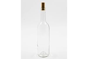 WYSKONT Bordeaux, type bordeaux, bouteille de vin vide, avec bouchon, pour brassage, rangement de boissons, décoration de service, en verre transparent, 0,75 l, capacité 7,4 x 29,3 cm