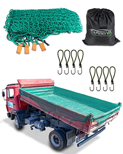 CargoVA Rete intelligente per rimorchio 2,5x4,5M [DEKRA Certificato] - Rete con corda elastica, marcatura agli angoli, borsa e ganci - Per una perfetta sicurezza del carico