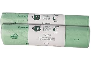 CADDY LINERS DIRECT 7 Litre x 104 BioBag Compostable Biodegradable Kitchen Food Waste Caddy Bin Liner Bags - EN13432 (7L-100)
