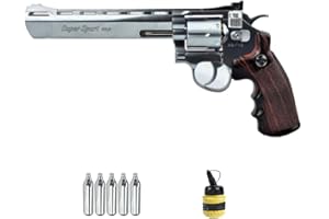ECOMMUR WG Win Gun 703S 8” Argento (6 mm) | Revolver Airsoft (pallini in PVC) Calibro 6 mm + bombola 1000 pallini 0,12 g + 5 Co2. (Potenza: 1 joule)