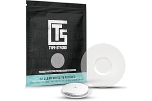 Type Strong Adhesive Patches for Freestyle Libre 3 Sensor Covers, Libre 2, Dexcom G7, Medtronic Guardian. Pre-Cut for Sensitive Skin, Waterproof, Sweat-Resistant. 10-14 Days Protection. 20 Pack, Clear