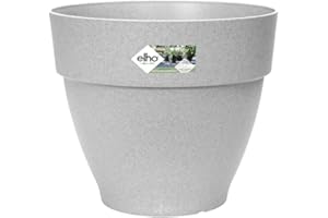 Elho Vibia Campana Rond 40 - Pot De Fleurs pour Extérieur - Plastique 100% recyclé - Ø 39.0 x H 33.4 cm - Gris/Living Ciment