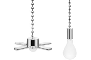 siduytin Extensión de cadena de tracción con forma de lindo ventilador y bombilla Extensores de cadena para ventilador de techo Extensión de cadena de tracción para ventilador de metal, plata