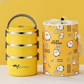 Valkyrie 3 G&ouml;zl&uuml; &Ccedil;elik Penguen Desenli Sarı Termal Bento Kutusu &Ccedil;ocuklar İ&ccedil;in Şirin