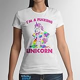 I'm a Fucking Unicorn Damen T-Shirt Baumwolle Motiv Einhorn lustiges Sommer Geschenk