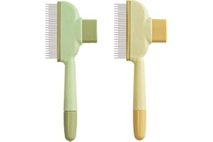 ETIALURE Peigne à Poils pour Chats et Chiens, Peigne Autonettoyant pour Animaux de Compagnie avec Bouton Realease, Brosse D'épilation pour Animaux de Compagnie pour le Toilettage (Jaune + Vert)