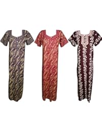Indiatrendzs Women's Cotton Printed Nightwear Nighties 3Pcs Combo Set (Chest 42)