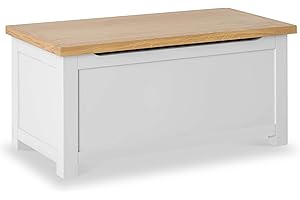 RoselandFurniture Farrow Grey Wooden Blanket Box Ottoman Storage Box | Fully Assembled Large Contemporary Painted Trunk, Shoe Storage Bench or Toy Chest for Bedroom, Hallway or Kids Room