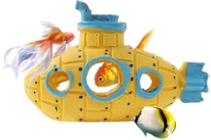 HyzaPhix Sottomarini Ornamenti tematici per decorazione acquario, Acquario Gamberetti Nascondiglio per gamberetti Betta Lizards (Sottomarini giallo)