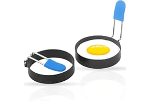 DREAMS 21 Egg Ring 2-Pack Stainless Steel Egg Rings with Anti-Scald Folding Handle Non Stick Coating Suitable for Egg Frying,Shaping,Pancakes,Mini Burger