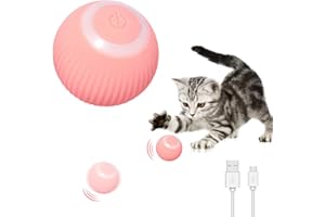 LUFEIS Interaktives Katzenspielzeug Ball, Katzenball Interaktiv, Selbstdrehender Elektrisch Ball 360°, Katzenspielzeug Selbstbeschäftigung Intelligenz, USB Automatic Cat Toys für Kätzchen Welpen-Rosa