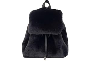 Ulisty Damen Klein Kunstfell Kaninchen Pelz Rucksack Pelzige Kordelzug Tagesrucksack Plüsch Schultertasche