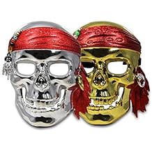 '1 pirata Máscara "Calavera, dorado o plateado
