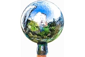 Lauschaer Glaskunst-Gartendeko Thüringer Rosenkugel - 15 cm - Aquamarin Craquelet